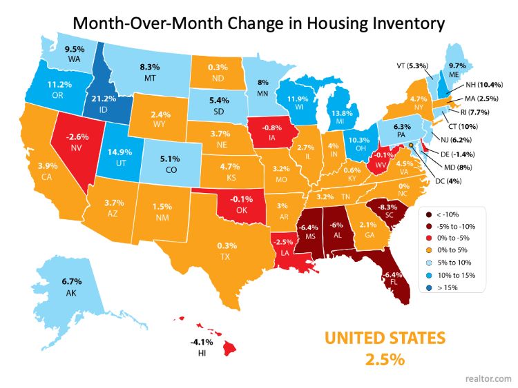 Month to month change in housing map